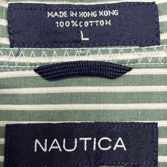 Men's NAUTICA Striped Short Sleeve Button Down‎ Dress Shirt- Size Large - Picture 6 of 10